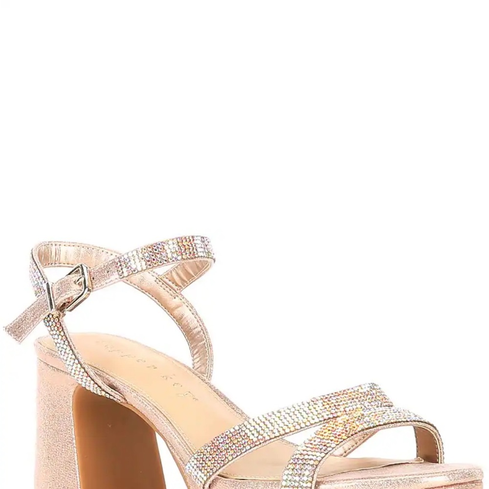 Copper Key Glitter Strap Heels